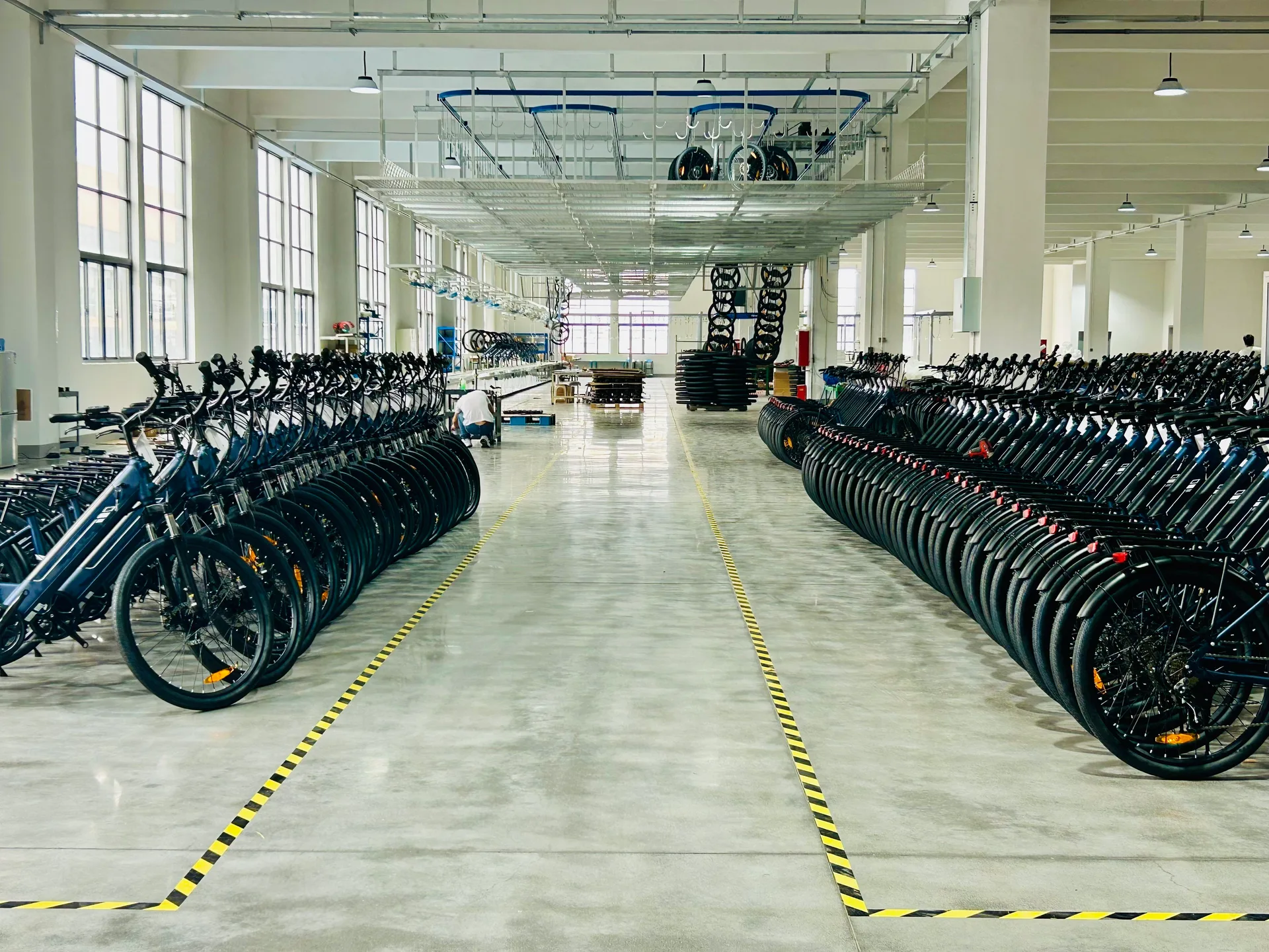 Mobimax production floor with electric bicycles in assembly