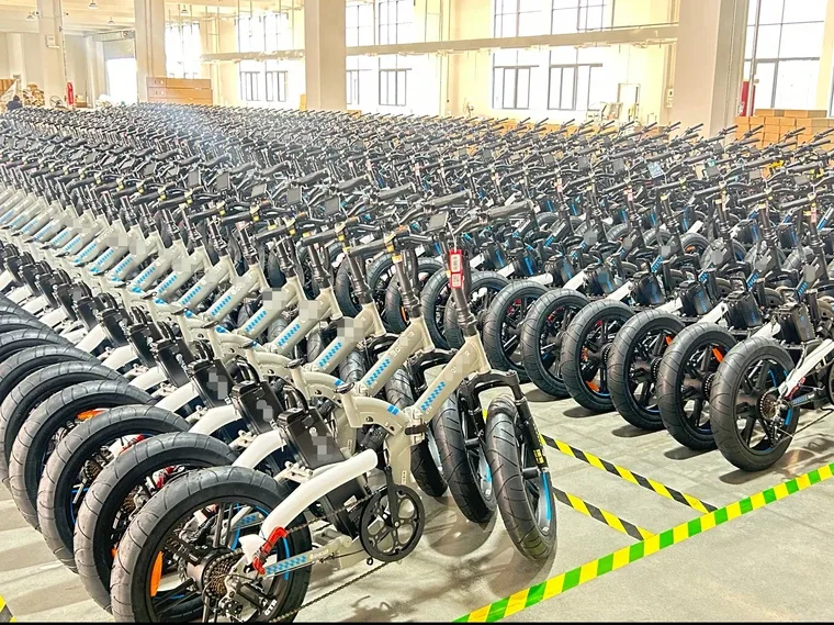 Electric bicycles arranged inside the Nantong factory